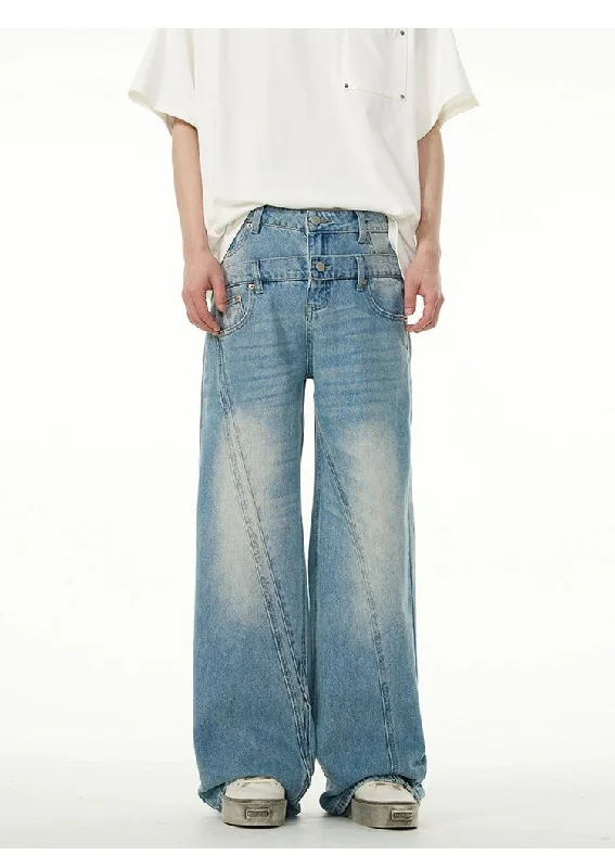 Faded Double-Waist Jeans