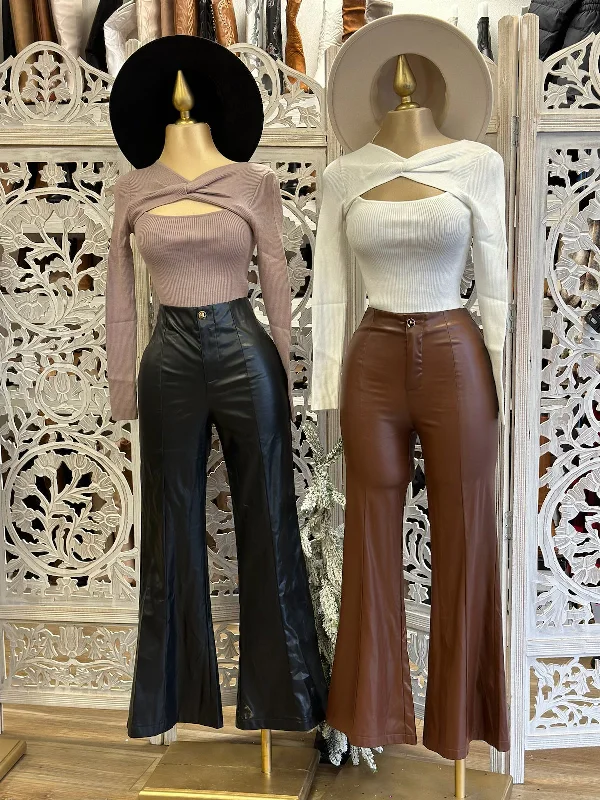 Faux Leather Flare Pants