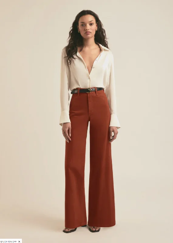 Favorite Daughter The Coated Mischa Wide Leg Pant- Equestrian Saddle-  FD Trunk Show