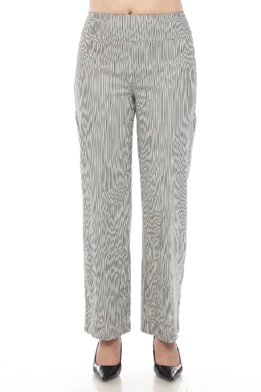 Joseph Ribkoff White/Black Striped Stretch Pull On Wide Leg Pants 241197