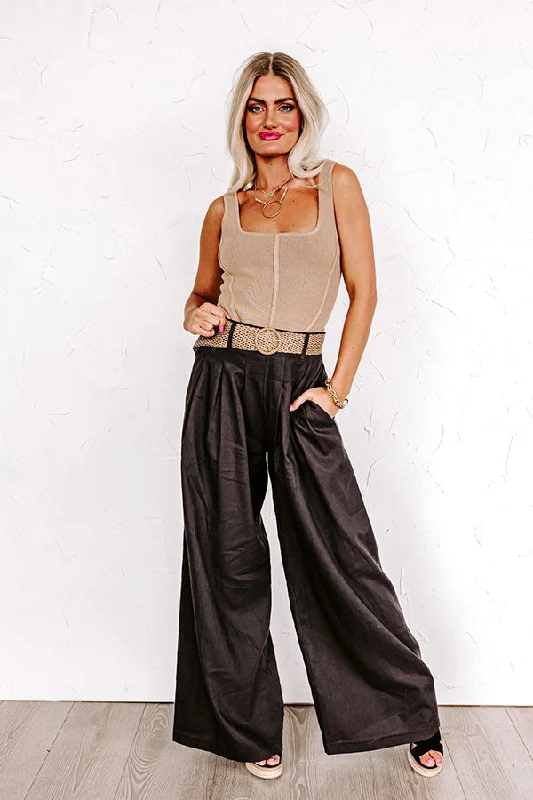 The Maris High Waist Linen-Blend Trousers Black