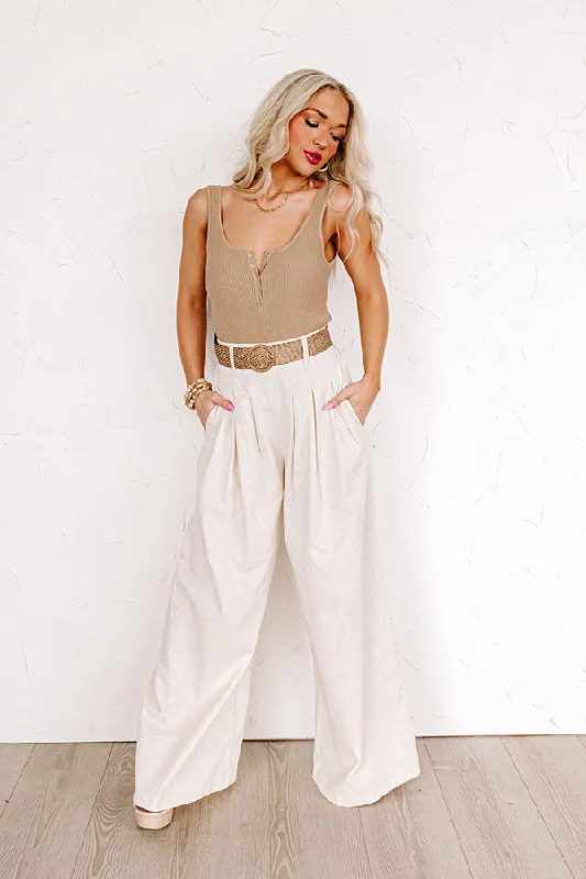 The Maris High Waist Linen-Blend Trousers In Stone