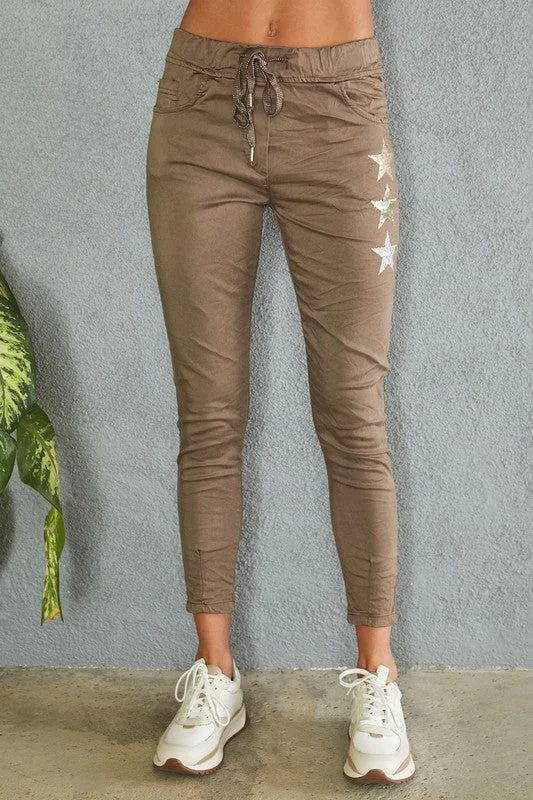 The Sequin Star Italian Crinkle Jogger