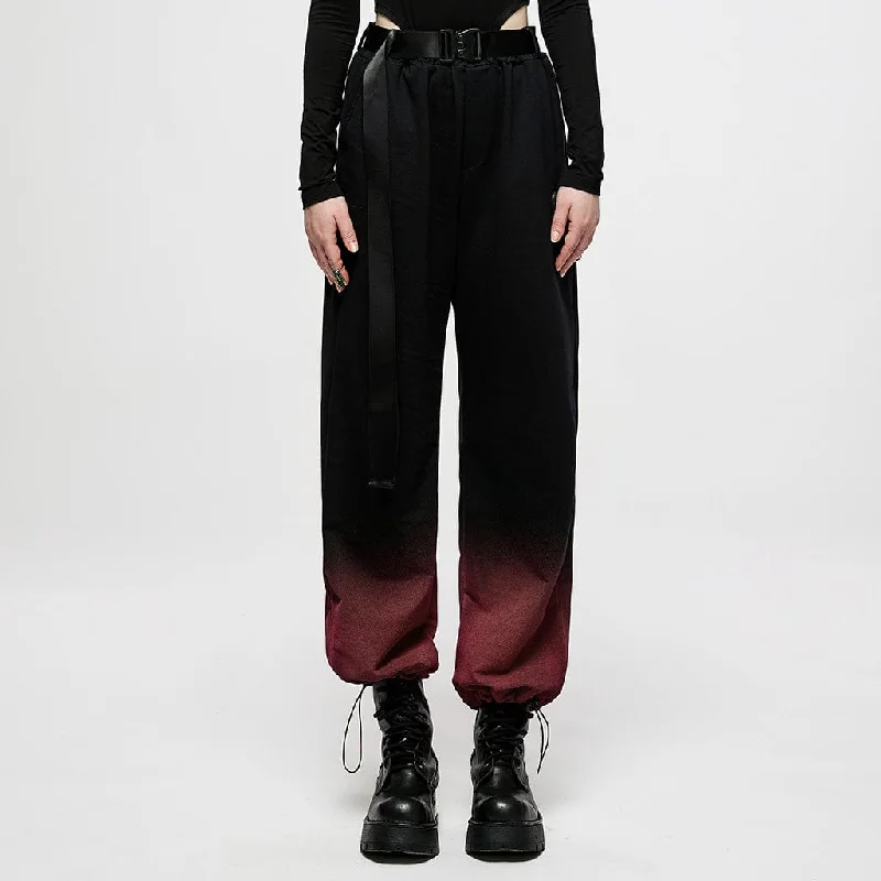 Women's Grunge Red Gradient Overalls With Belt