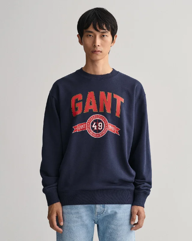 Gant Crew Neck Retro Crest Sweater Evening Blue