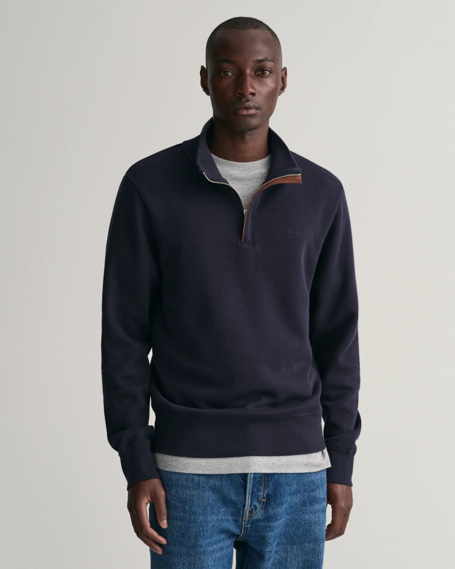 Gant Sacker Rib Half Zip Evening Blue