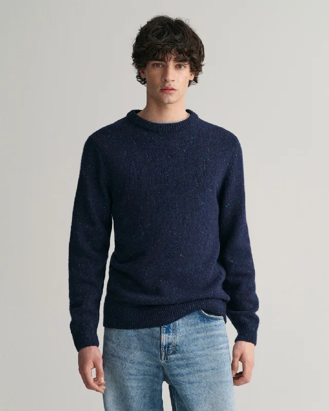 Gant Wool Neps Crew Neck Evening Blue