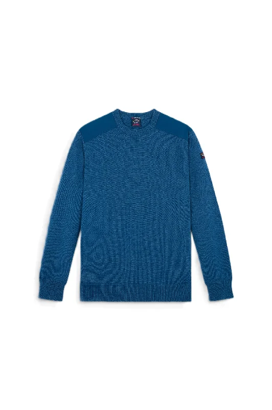 Paul & Shark Wool Crew With Shoulder Pads Navy/Green