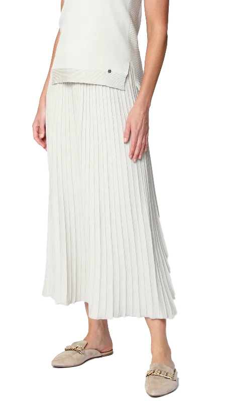 Geraldina Pleated-Knit Maxi Skirt; Beige