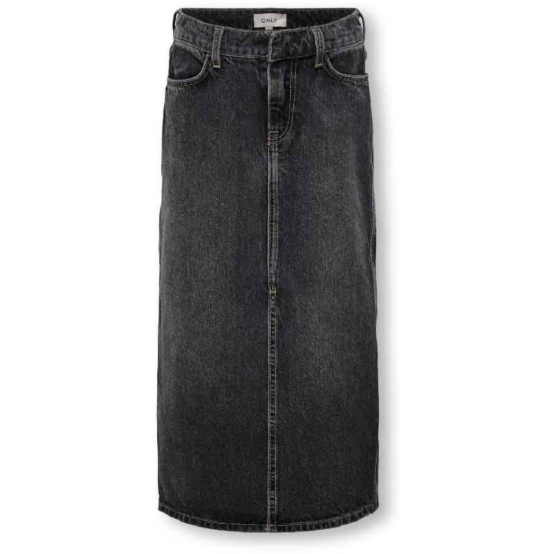 kids ONLY Washed Black Cilla Long Slit Skirt Denim