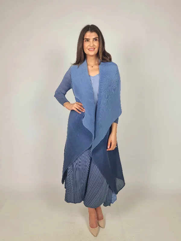 Alquema Long Estrella Dress And Collare Coat - Sky Indigo