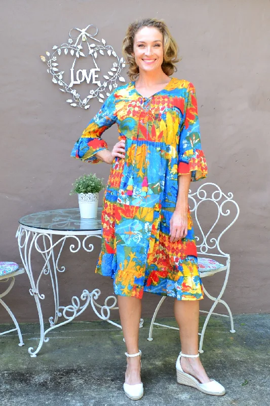 Rainbow Lily Tiered Tunic Dress