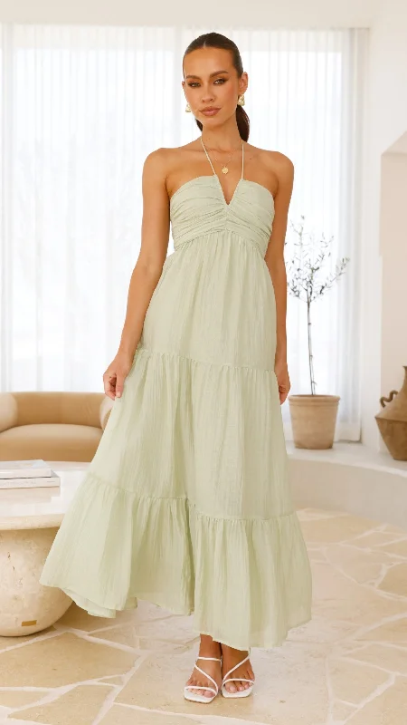 Taffeta Maxi Dress - Sage