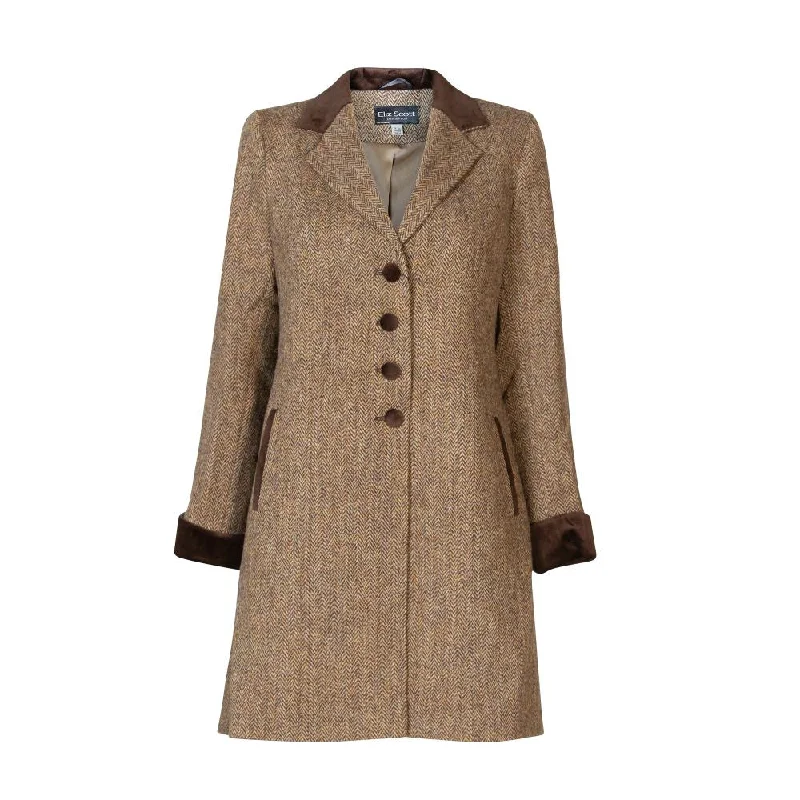 Women's Harris Tweed Coat - Tara - Brown Herringbone