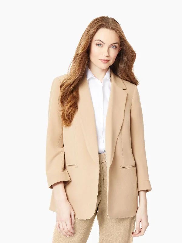 Notch Collar Rolled Cuff Bi-Stretch Blazer