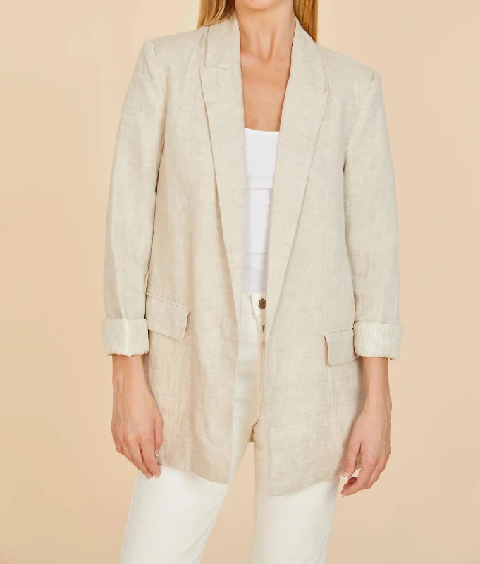 Oversized Linen Blazer In Sand