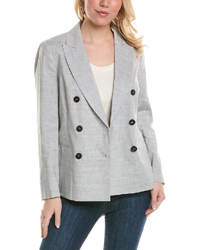 Peserico Double-Breasted Wool & Linen-Blend Jacket