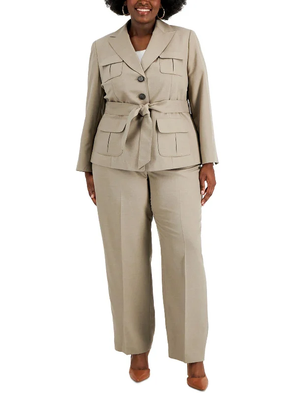 Plus Womens 2PC Polyester Pant Suit