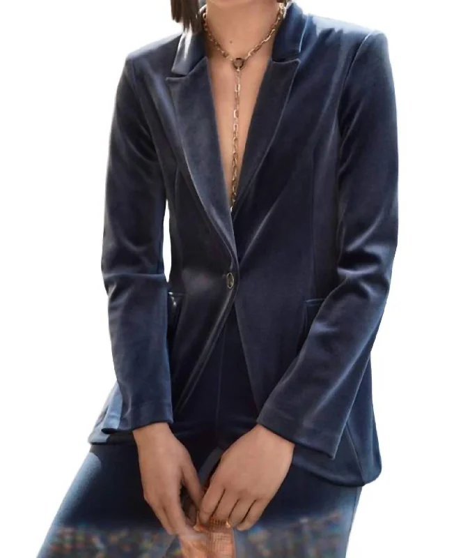 Velvet Fitted Blazer In Nightfall