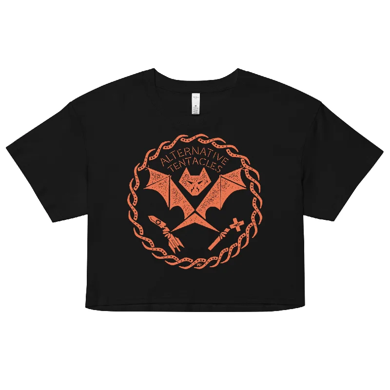 Orange Bat Logo - The Cult You Can Trust Black Crop Top